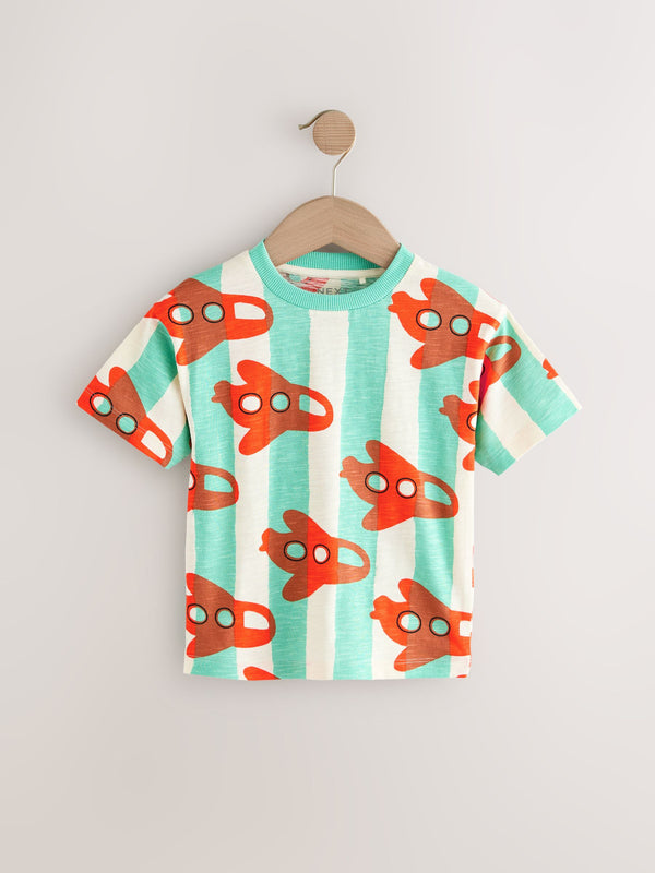 Green Short Sleeve Stripe T-Shirt (3mths-7yrs)