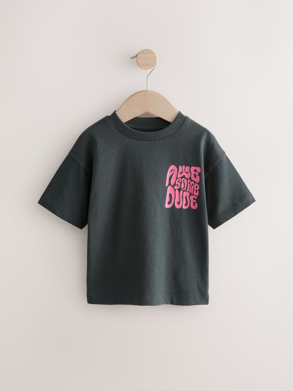 Black Awesome Simple Short Sleeve T-Shirt (3mths-7yrs)