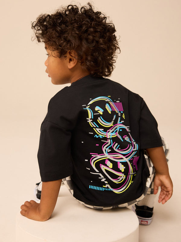 Black Short Sleeve Back Print T-Shirt (3mths-7yrs)