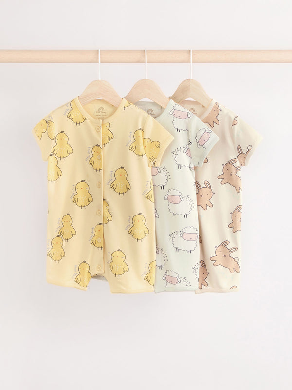 Multi Easter Character Baby Jersey 100% Cotton Rompers 3 Pack (0mths-3yrs)