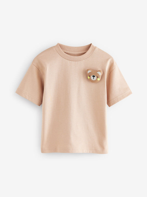 Neutral/Tan Short Sleeve 3D Padded Character T-Shirt (3mths-7yrs)