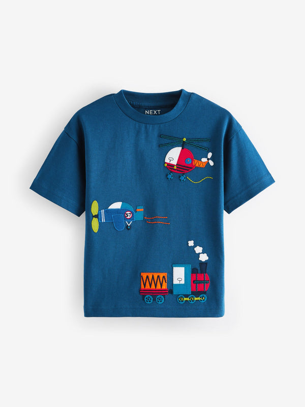 Blue/Navy Short Sleeve Transport T-Shirt (3mths-7yrs)