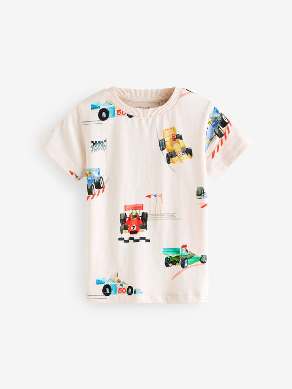 White Racecar Short Sleeve All-Over Print T-Shirt (3mths-7yrs)