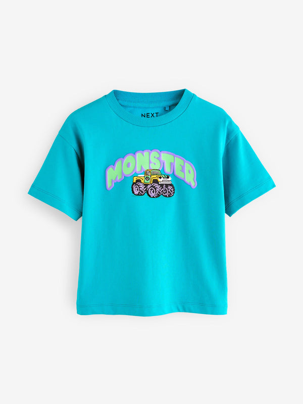 Blue Short Sleeve Transport T-Shirt (3mths-7yrs)