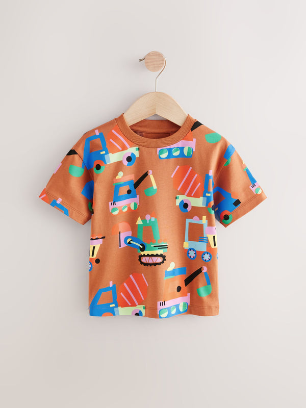 Rust Brown Diggers Short Sleeve All-Over Print T-Shirt (3mths-7yrs)