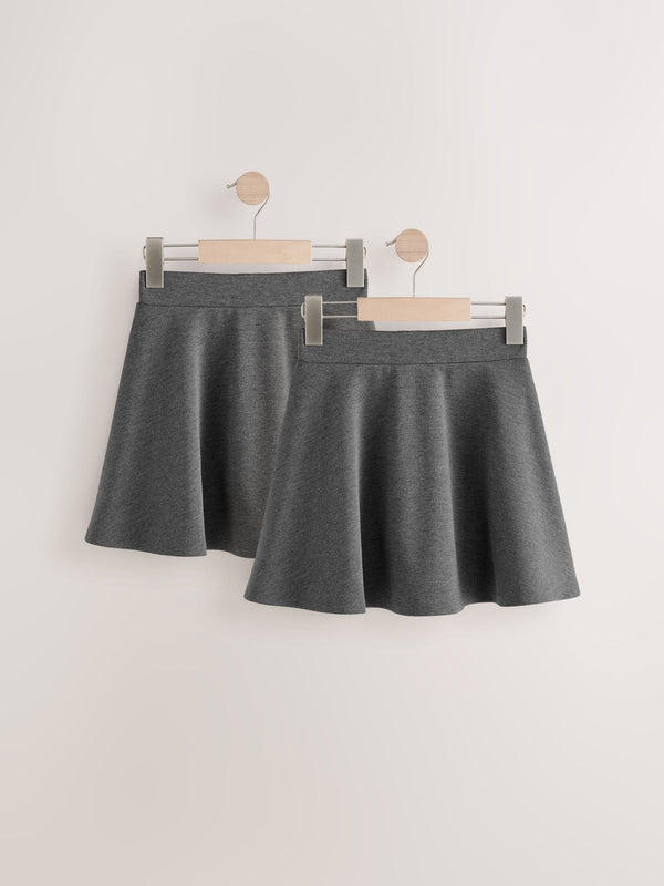 Grey Pull On Skort 2 Pack With Jersey Stretch (3-17yrs)