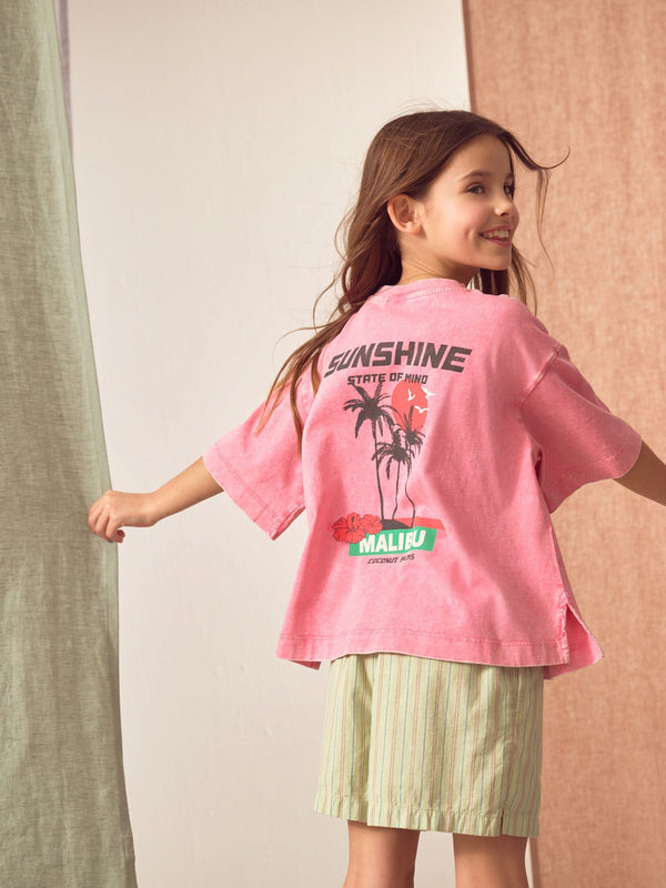 Pink Sunshine 100% Cotton Graphic Print T-Shirt (3-16yrs)