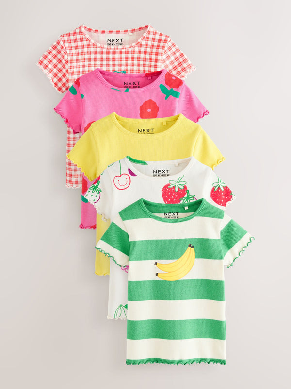 Red Short Sleeve Ribbed T-Shirts 5 Pack (3mths-7yrs)