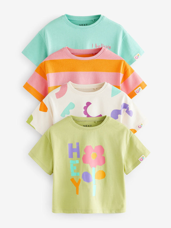 Turquoise Blue Short Sleeve T-Shirts 4 Pack (3mths-7yrs)