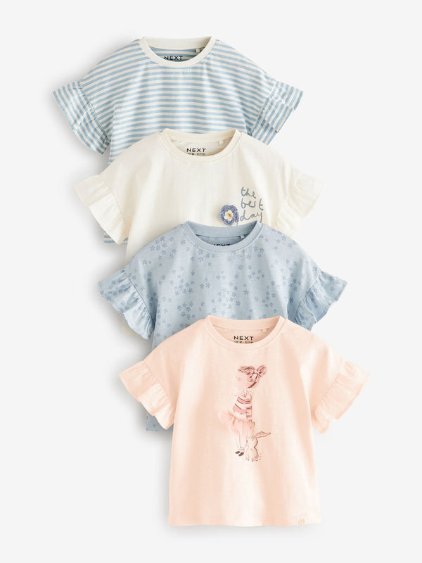 Blue Short Sleeve T-Shirt 4 Pack (3mths-7yrs)