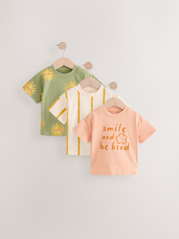 Green Short Sleeve 100% Cotton T-Shirts 3 Pack (3mths-7yrs)