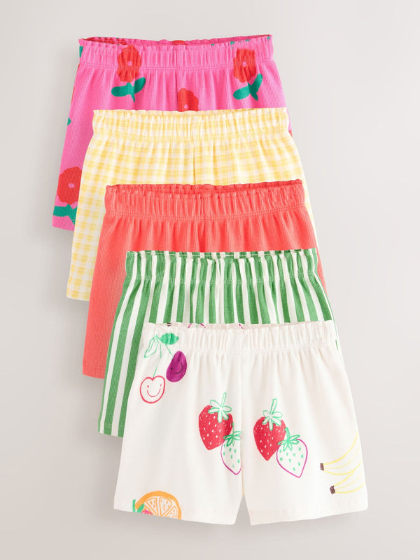 Red Fruit Ribbed Shorts 5 Pack (3mths-7yrs)