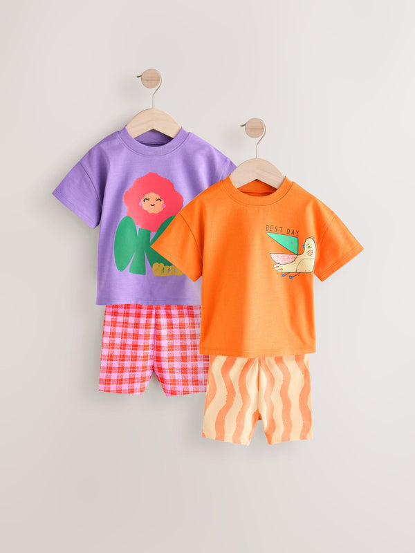 Orange Short Sleeve T-Shirt & Shorts 2 Pack Set (3mths-7yrs)