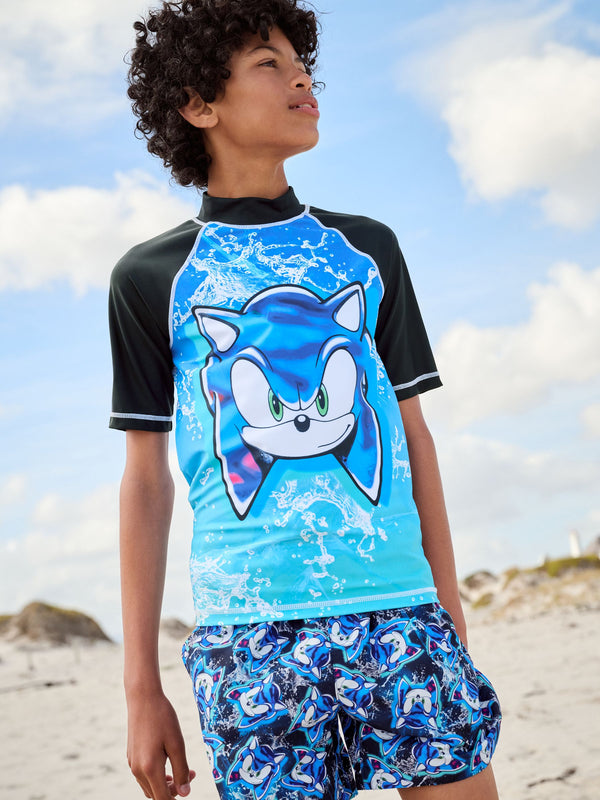 Blue Sonic Rash Vest (3-16yrs) (3-16yrs)
