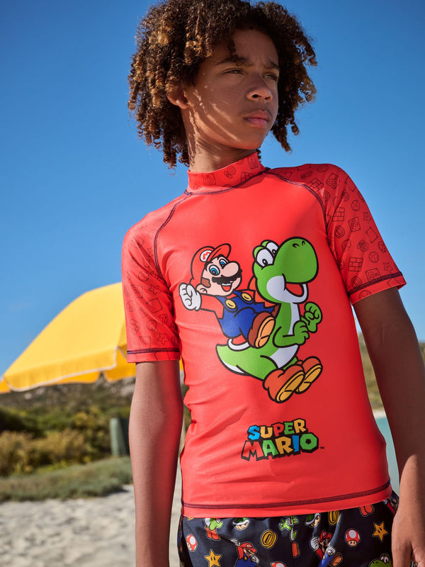 Red Mario Rash Vest (3-16yrs) (3-16yrs)