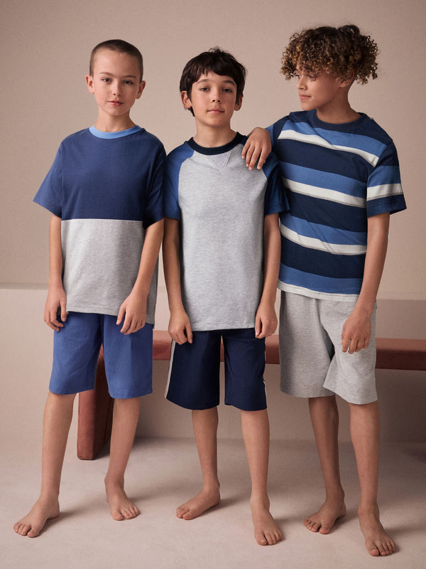 Navy/Grey Short Pyjamas 3 Pack (3-16yrs)