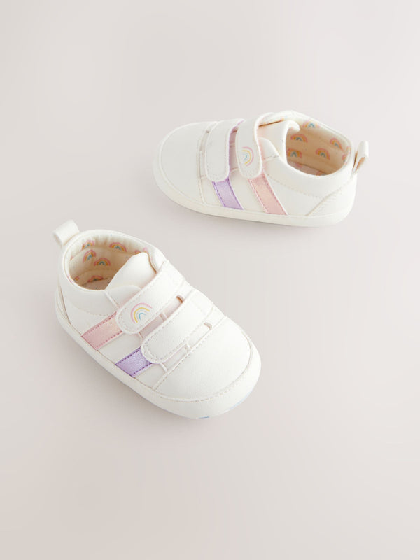 White Rainbow Touch Fasten Baby Trainers immediate