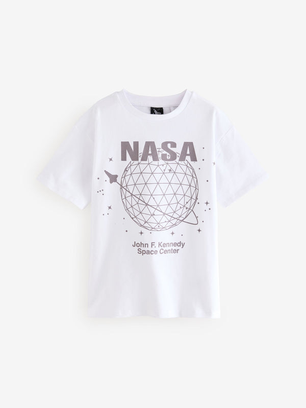 White Oversized NASA 100% Cotton T-Shirt (3-16yrs)
