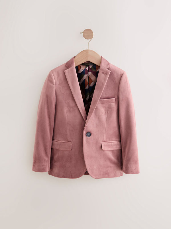 Pale Pink Velvet Blazer (3-16yrs)