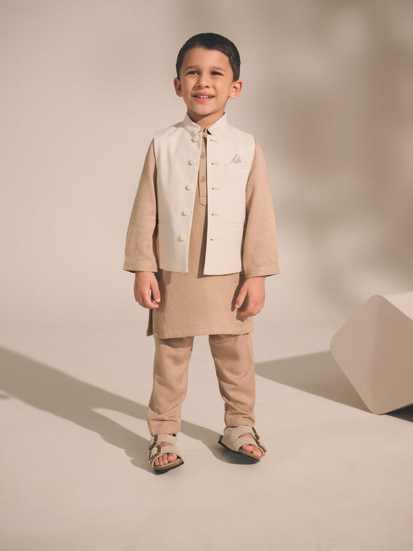Ecru White Eid Waistcoat (3mths-16yrs)