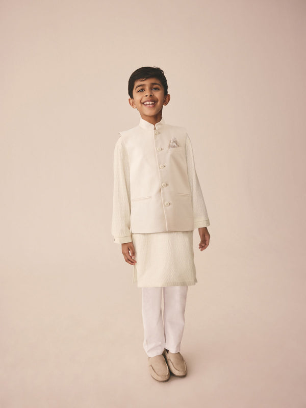 Ecru Textured Jacqard EID Kurta (3mths-16yrs)