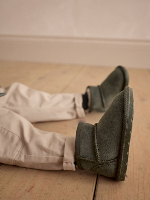 Green Warm Lined Suede Boots