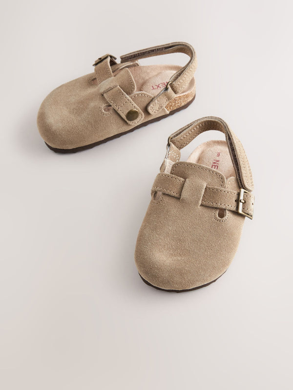 Neutral Leather Cushioned Footbed Clogs