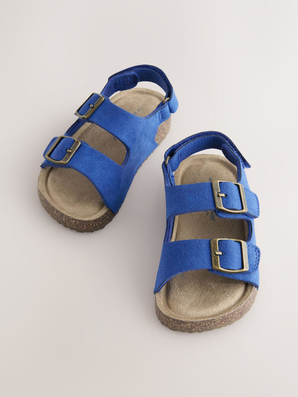Blue Standard Fit (F) Double Buckle Cushioned Footbed Sandals