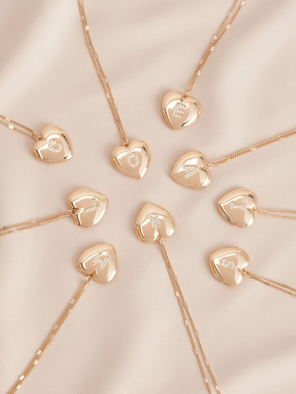 Gold Tone Initial Heart Locket Necklace