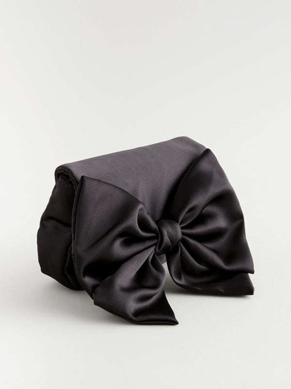 Black Statement Satin Bow Bag
