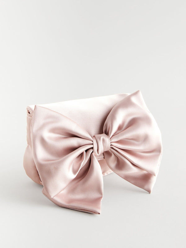 Light Pink Statement Satin Bow Bag