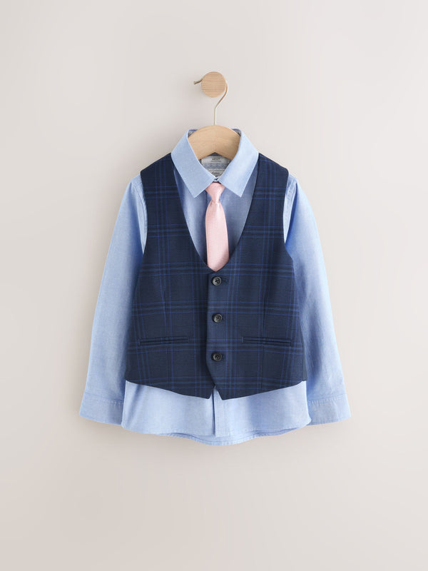 Blue/Navy Waistcoat, Shirt and Tie Set (12mths-16yrs)