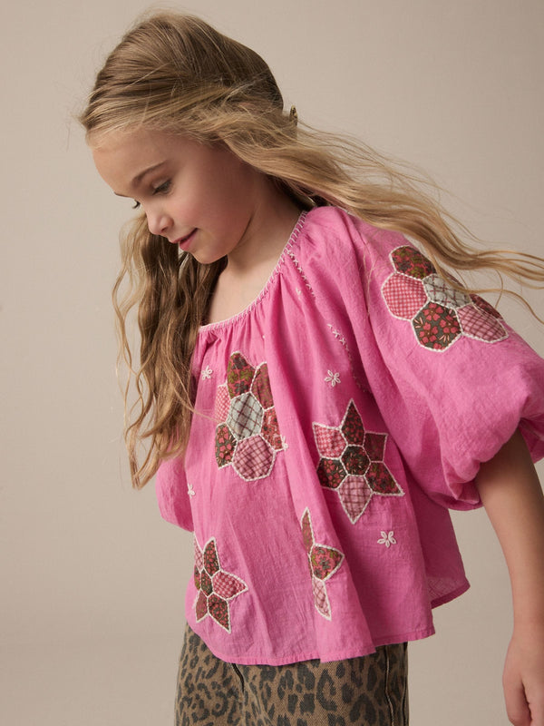 Pink Patchwork 100% Cotton Blouse (3-16yrs)