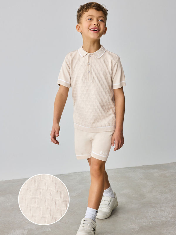 Baker by Ted Baker Knitted Textured Polo Shirt and Shorts Set