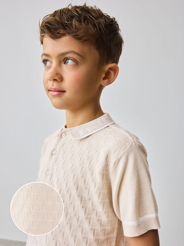 Baker by Ted Baker Knitted Textured Polo Shirt and Shorts Set