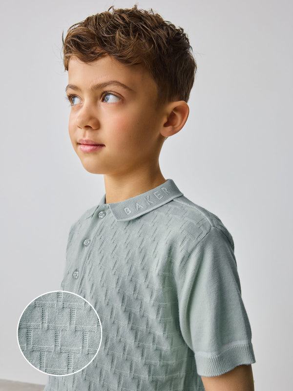 Baker by Ted Baker Knitted Textured Polo Shirt and Shorts Set