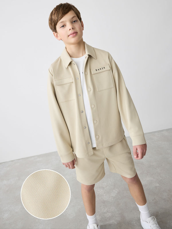 Baker by Ted Baker Stone Shacket T-Shirt And Shorts Set