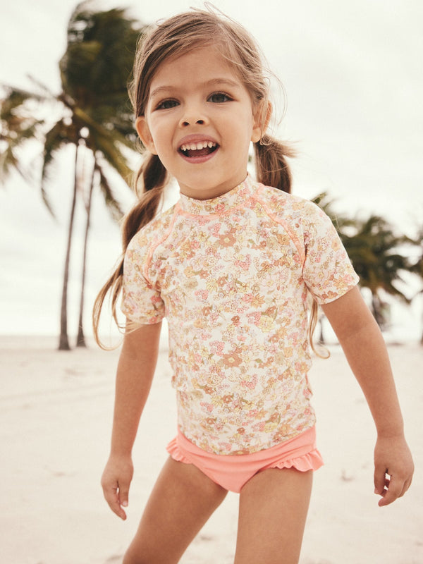 Ochre Yellow Ditsy Sunsafe Rash Vest Set (3mths-7yrs)