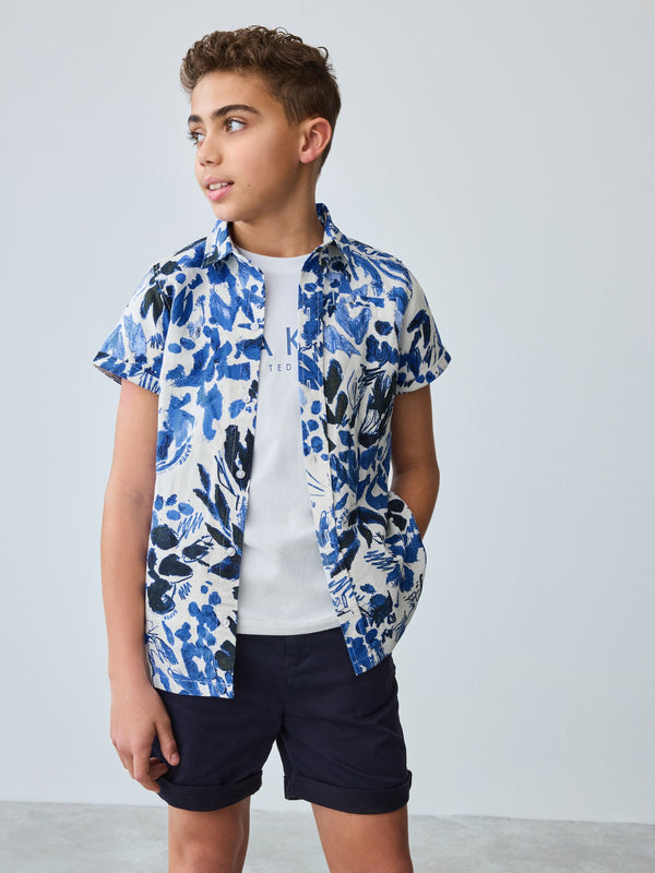 Baker by Ted Baker Blue Floral Print Shirt And T-Shirt Set