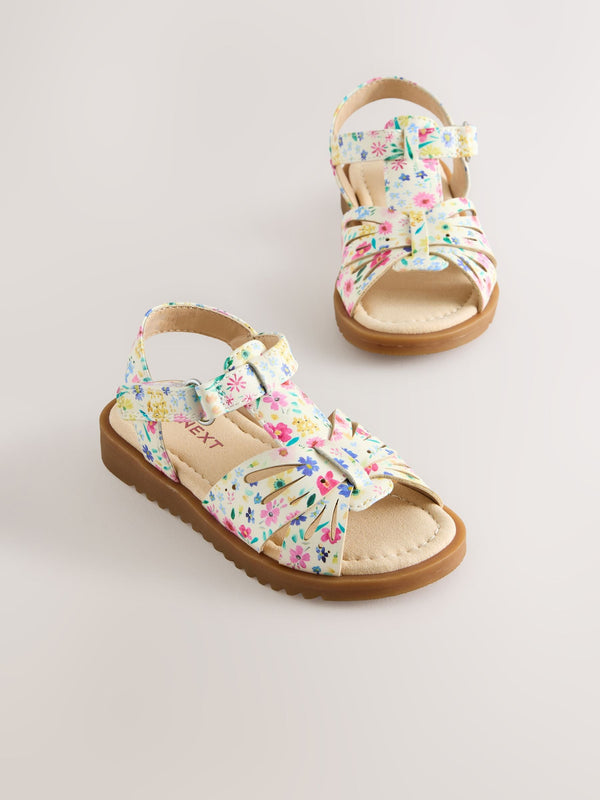 Floral Print Ankle Strap Sandals