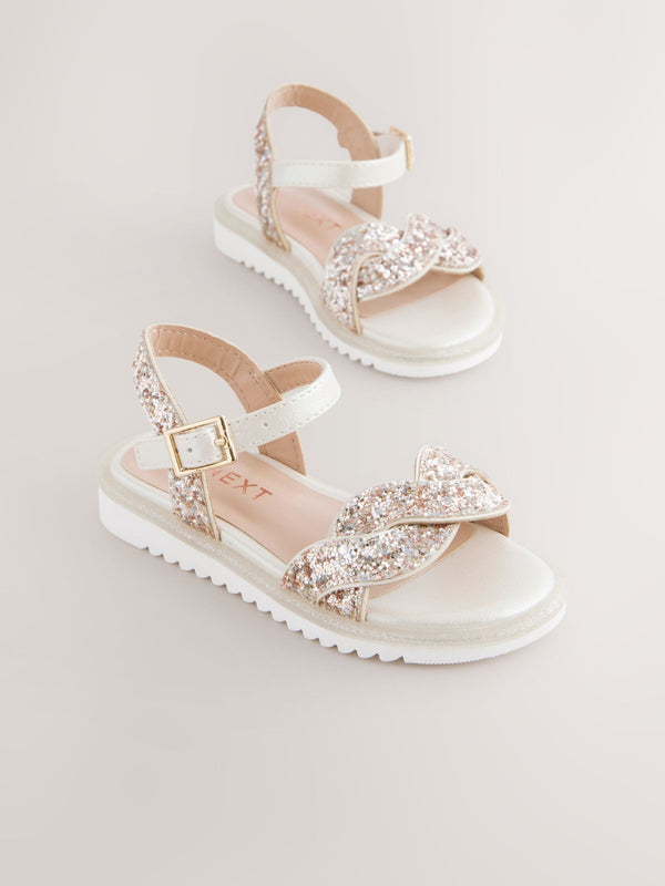 Ivory Glitter Occasion Sandals