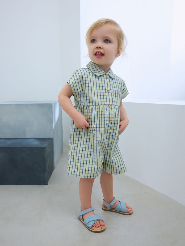 Green Shirt Collar Playsuit (3mths-7yrs)
