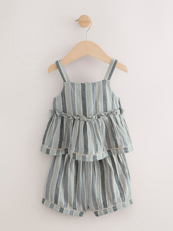 Blue 100% Cotton Top and Shorts Set (3mths-7yrs)