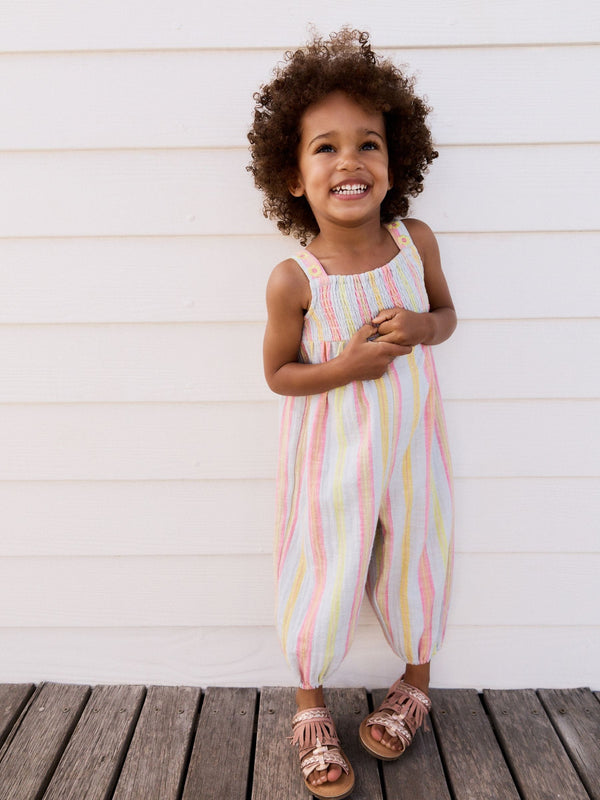 Rainbow Stripe 100% Cotton Playsuit (3mths-7yrs)