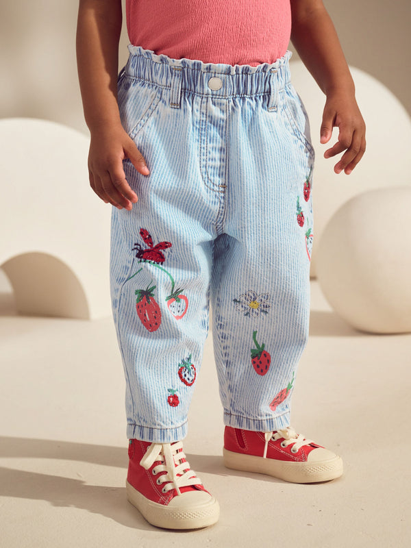 Denim Stripe Strawberry 100% Cotton Jeans (3mths-7yrs)
