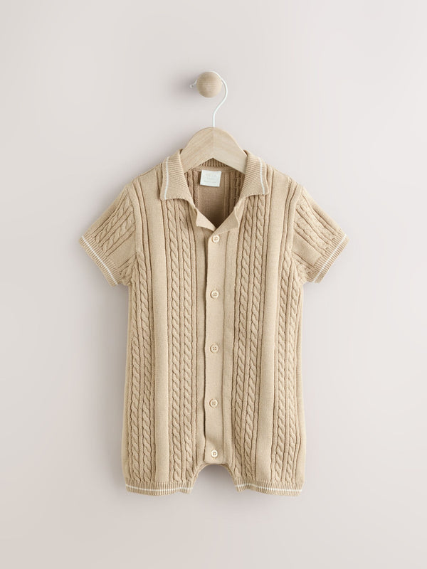 Neutral Baby Knitted 100% Cotton Romper (0mths-3yrs)