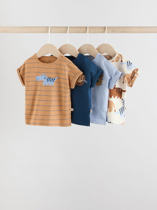 Blue/Neutral Baby Short Sleeve T-Shirts 4 Pack