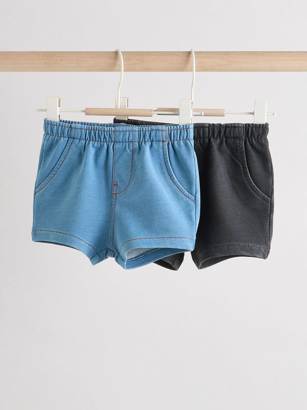 Blue Baby Jersey Denim Shorts 2 Pack