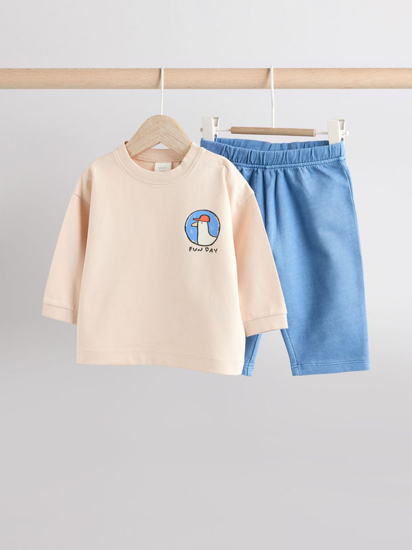 Blue Seagull Top and Leggings Baby 2 Piece Set