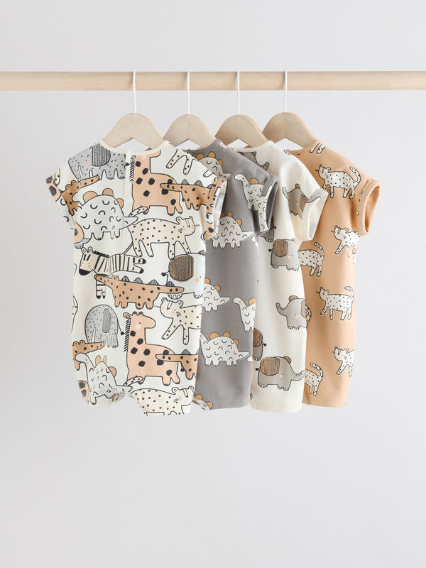 Black/White 100% Cotton Rompers 4 Pack